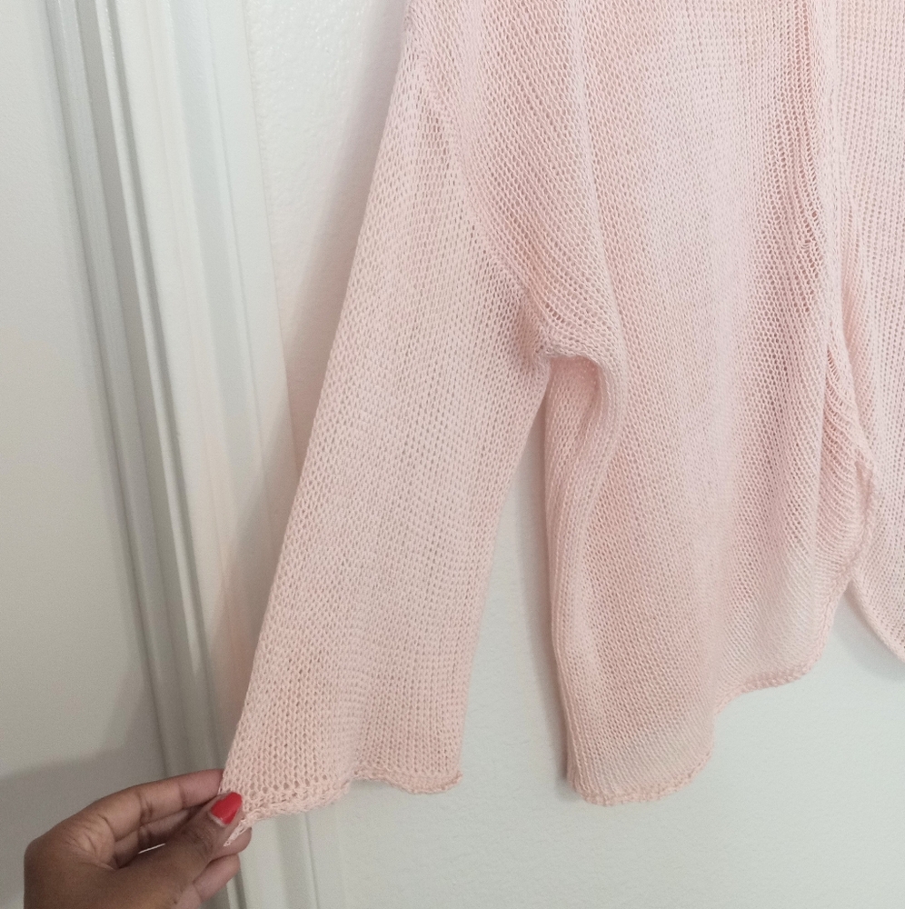 POL Knit Crochet Oversized Women's Pink Top Beach Coastal Cottagecore - Picture 8 of 8